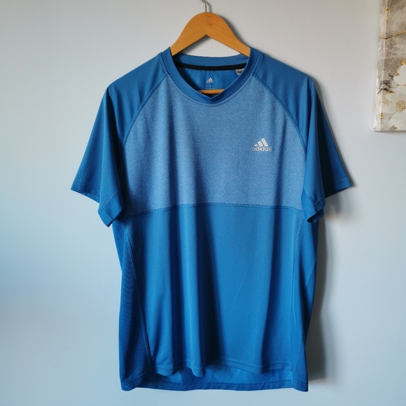 Adidas Men's Sports Top S/S Round Neck Blue L - Picture 2 of 4